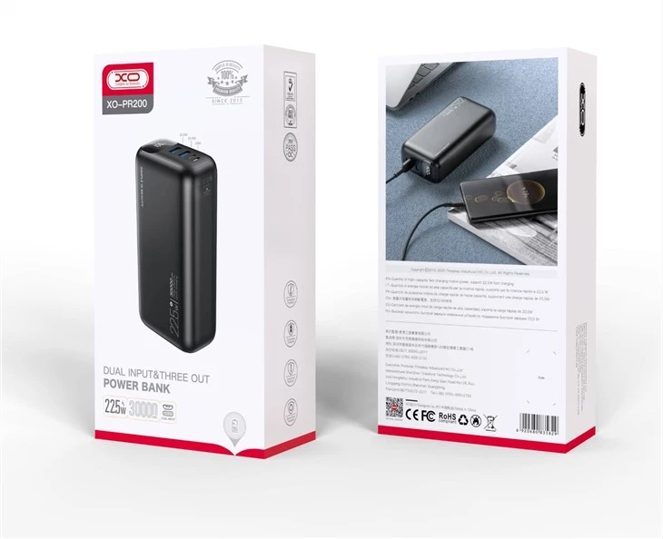 Power Bank 30000mAh Dual-input Three-output Large-capacity Digital Display Fast Charging PD20W/QC22.5W